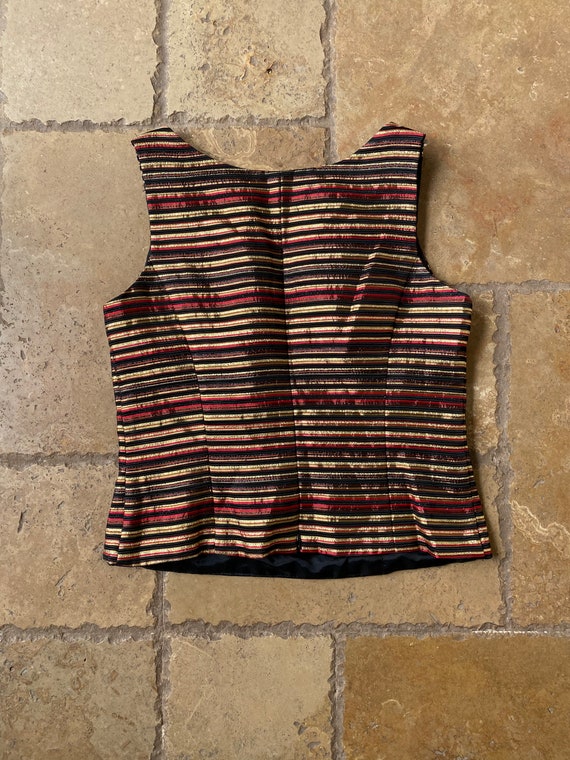 Vintage Y2K Stripped Shimmery Sleeveless Top by X… - image 5