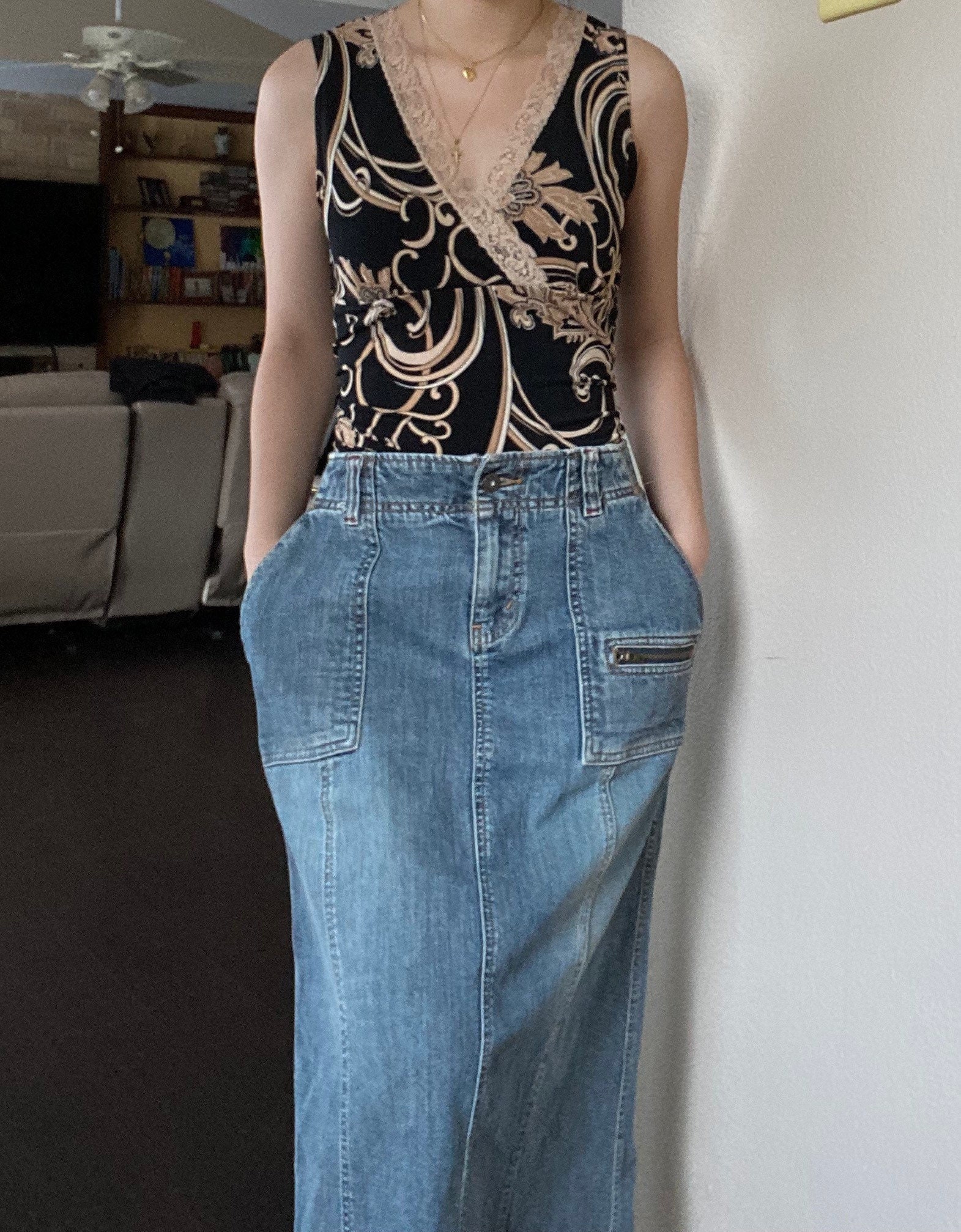 【BAON】Samav Cargo Washing Denim Midi Skirt BAON (バオン) - サマヴカーゴウォッシングデニムミディスカート