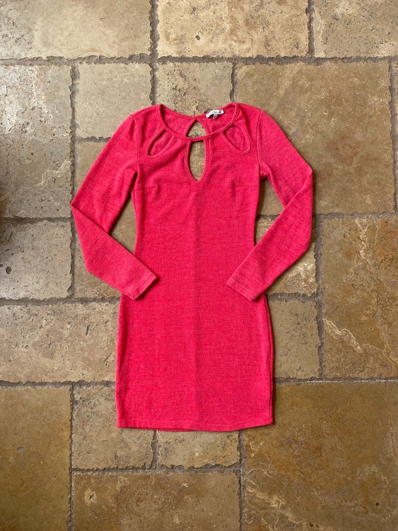 Y2K Hot Pink Cut Out Knitted Mini Dress by Charlot