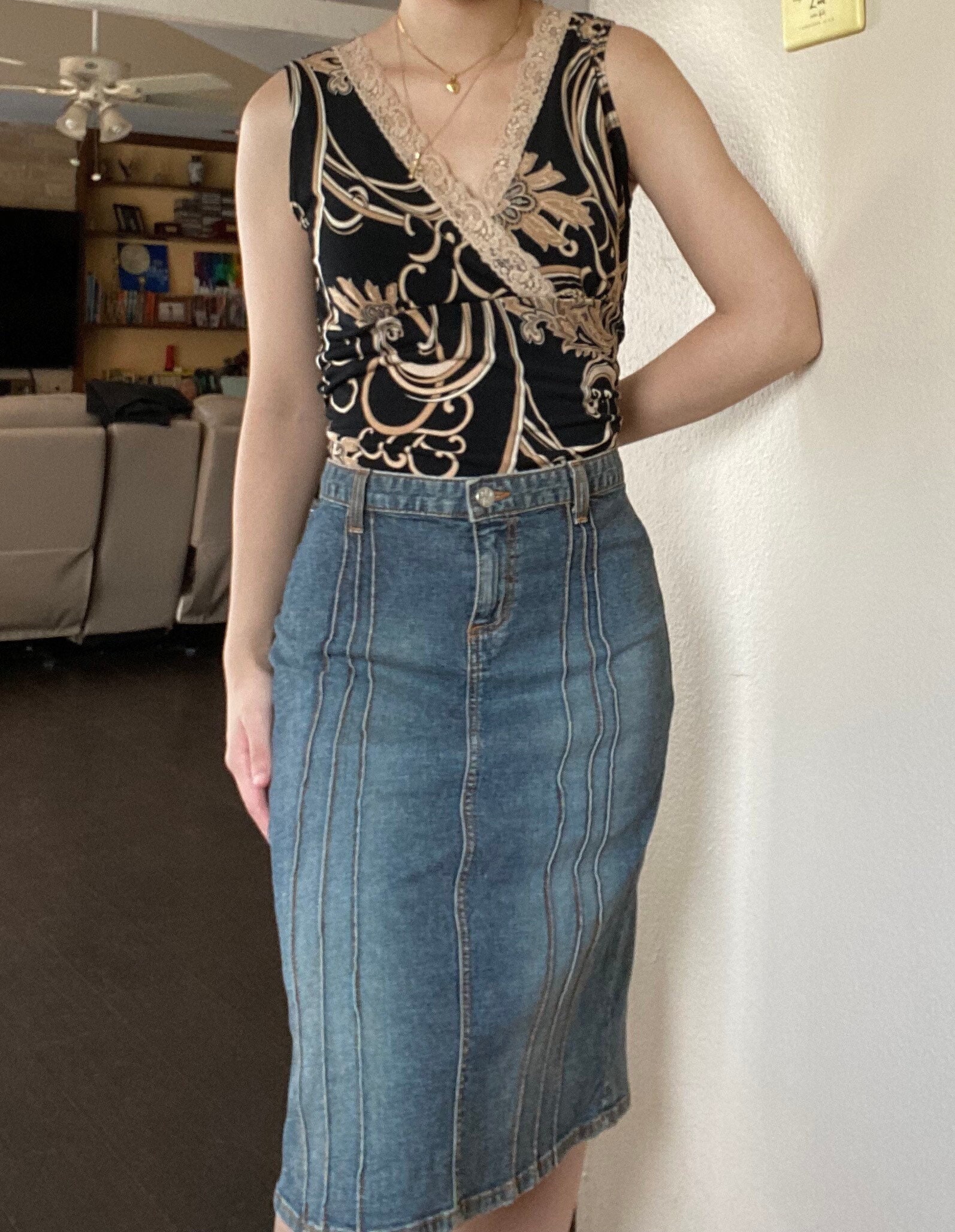 シャーロット・ルッセのY2Kミディアムウォッシュ膝丈スカート - Etsy 日本