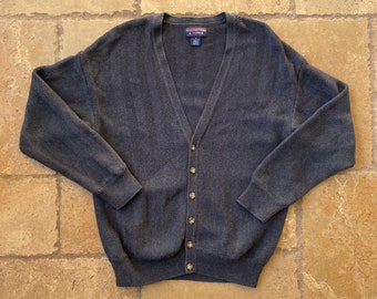 Vintage 90er Jahre Grauer V-Ausschnitt Cardigan von Round Tree & Yorke
