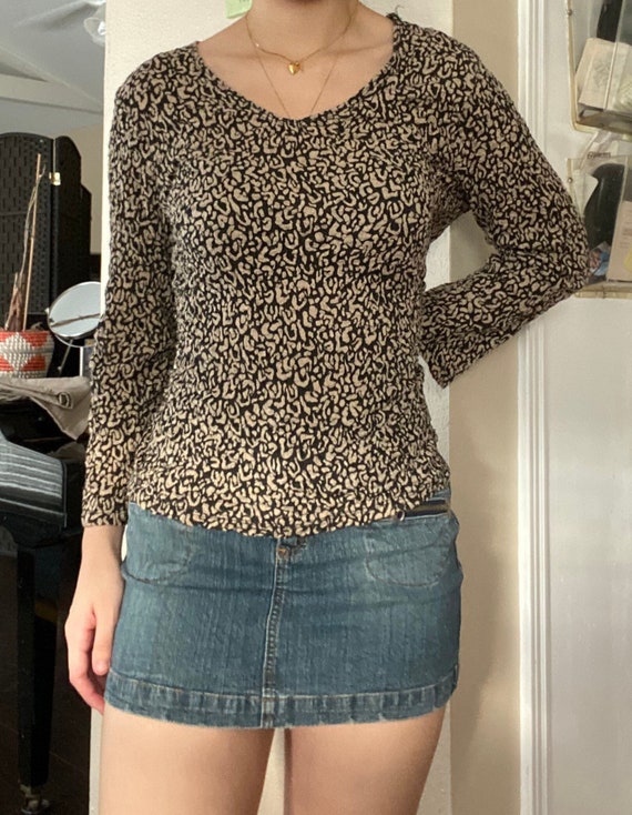Vintage 1990s Leopard Print Long Sleeve Top - Etsy