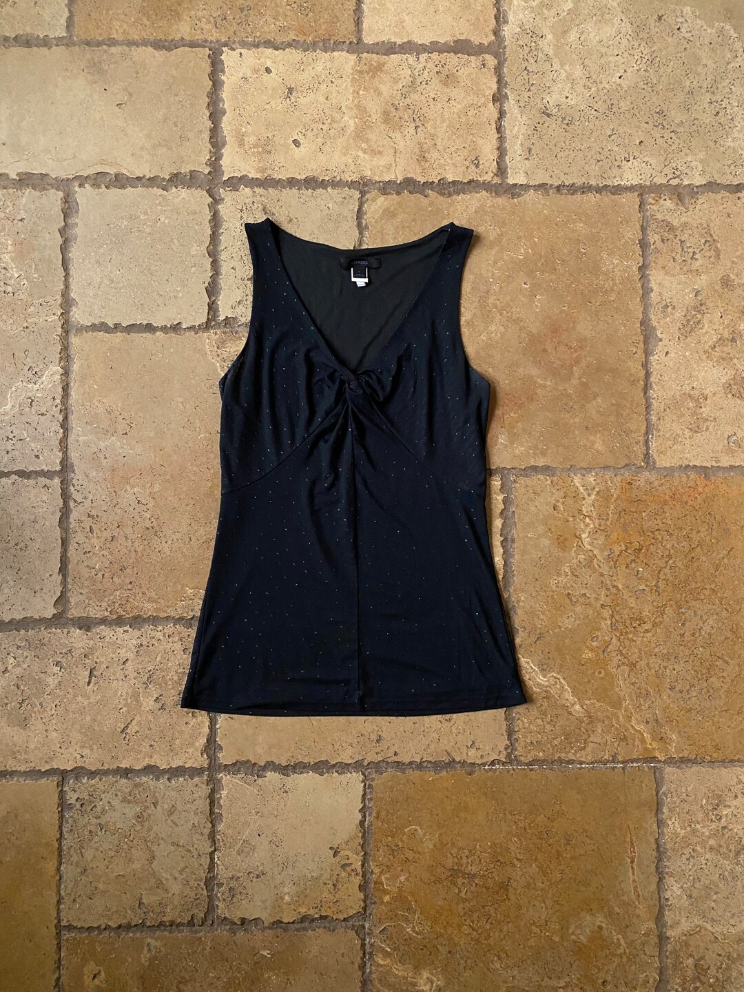 90s Y2K Black Sequin Mesh Sleeveless Top by Express Etsy