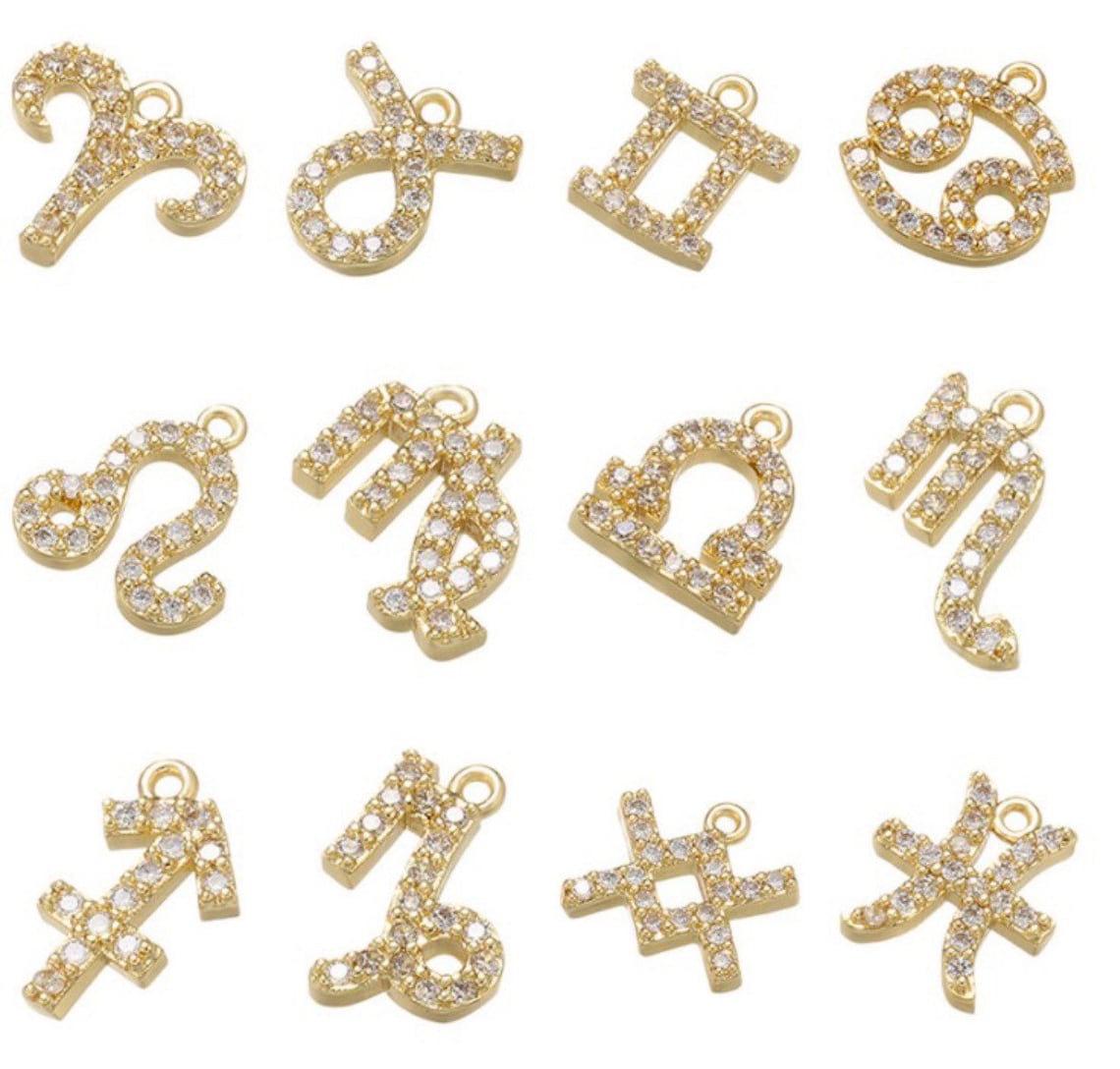 Gold Zodiac Sign Nail Charms for Nail Piercings 12 PC SET Etsy