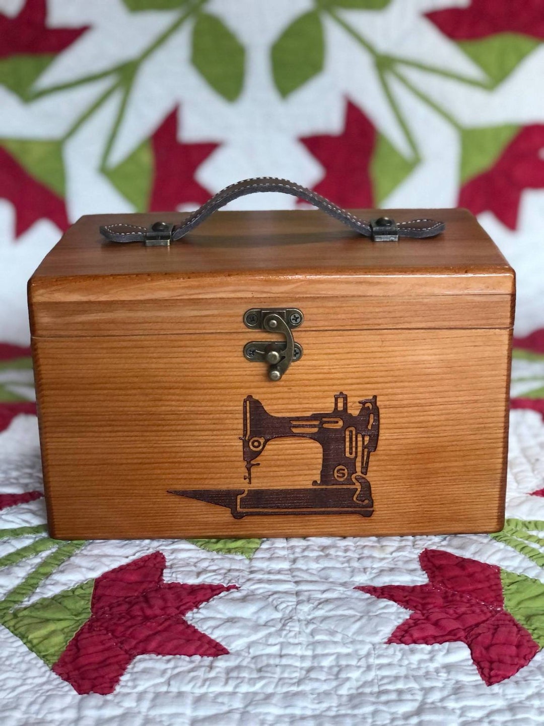Cedar Accessories Boxes With a Lazer Cut Featherweight Sewing Machine. 