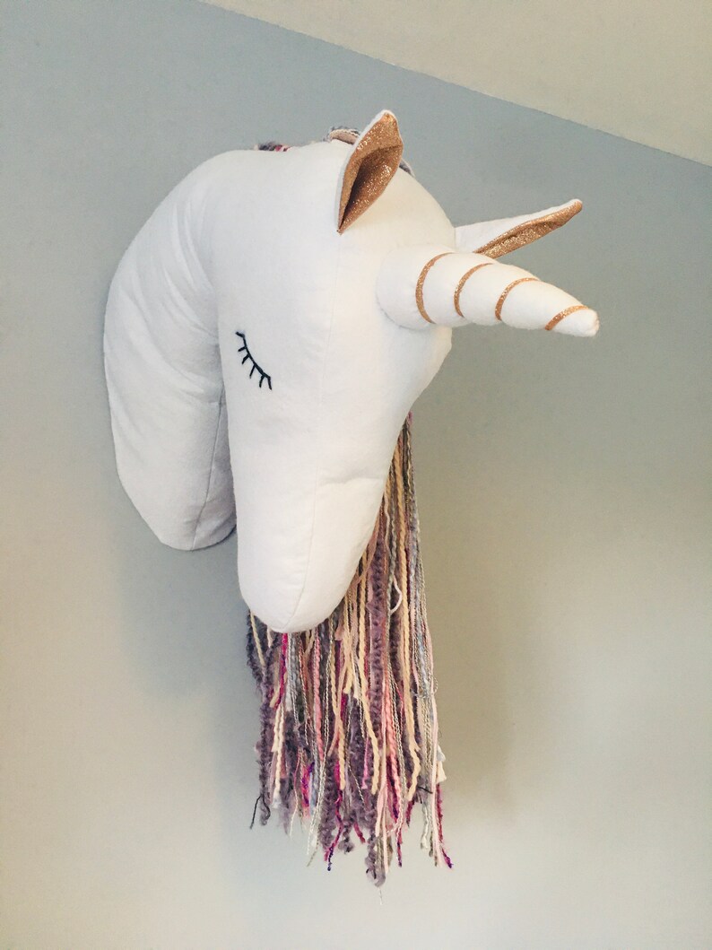 Unicorn Head Wall Mount, Faux Taxidermy, Felt Unicorn Head, Children's