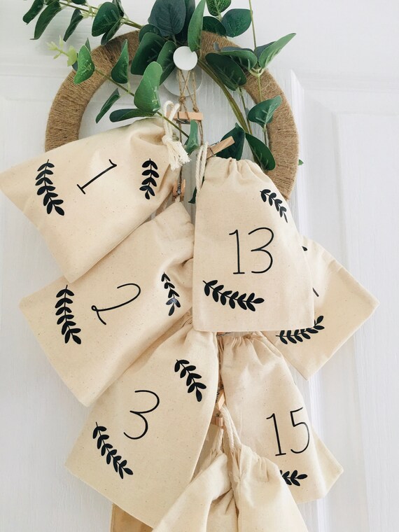 Personalised Advent Calendar Bags Reusable Natural Cotton Etsy UK