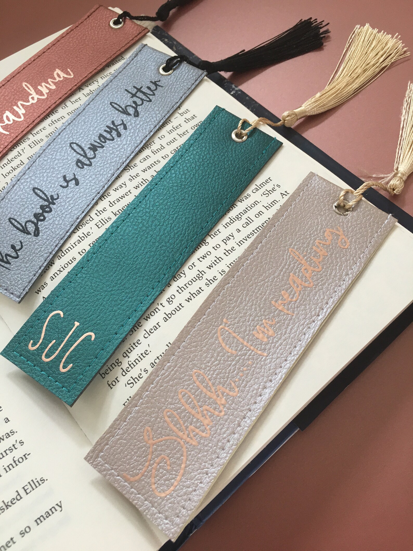 Metallic Faux Leather Bookmark Custom Bookmark Reader Gift Etsy UK
