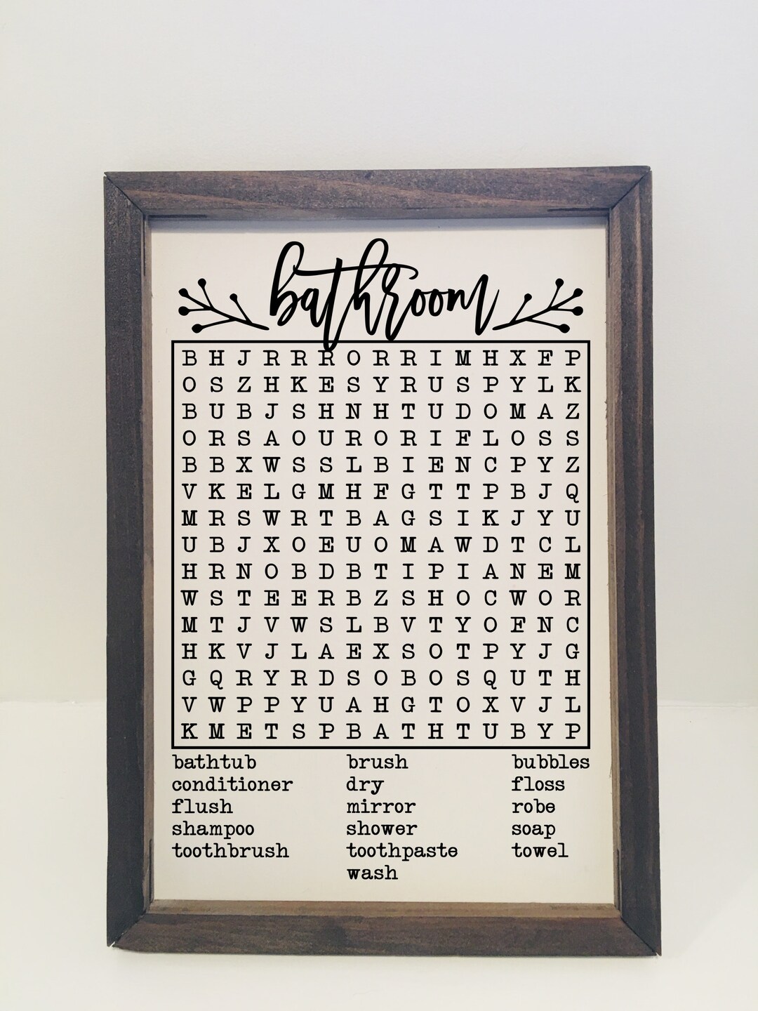 Bathroom Wordsearch Wall Art Framed Wall Art Canvas Frame Etsy
