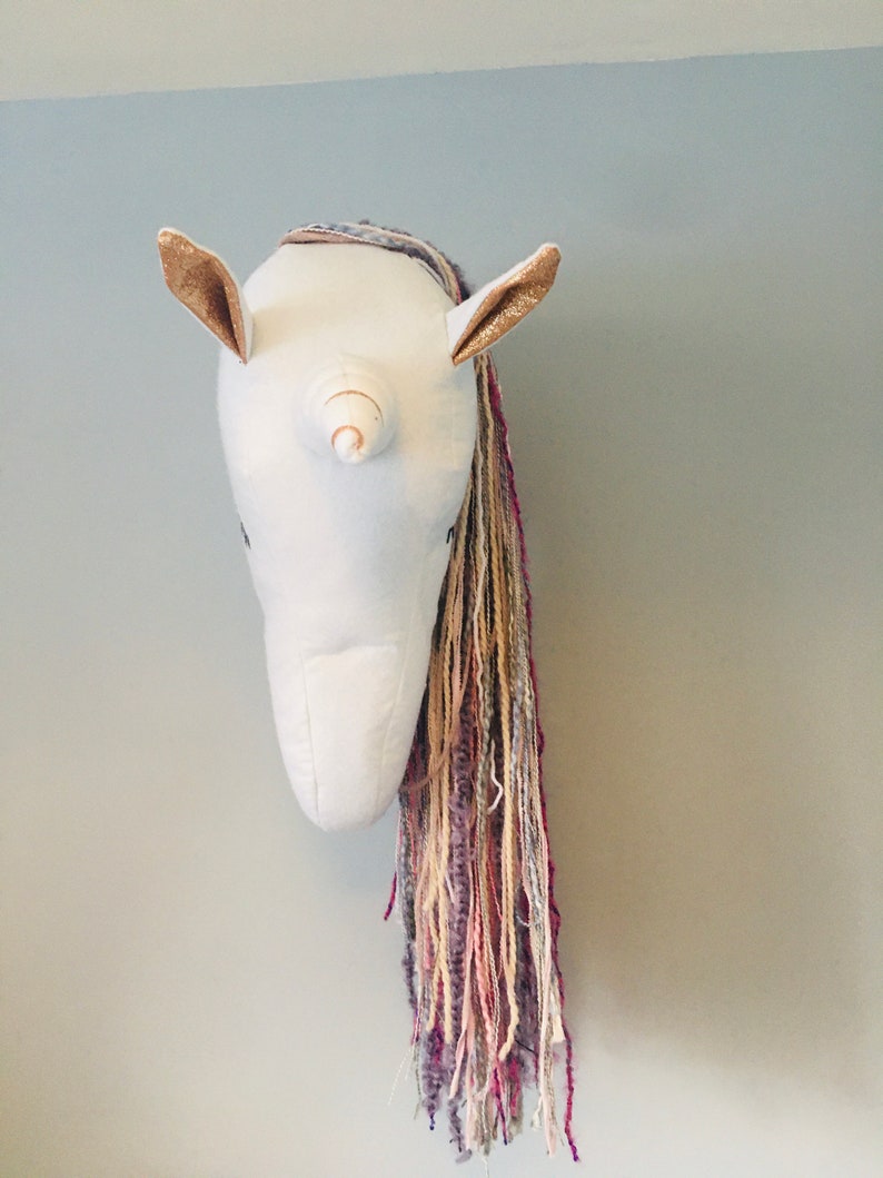 Unicorn Head Wall Mount, Faux Taxidermy, Felt Unicorn Head, Children's