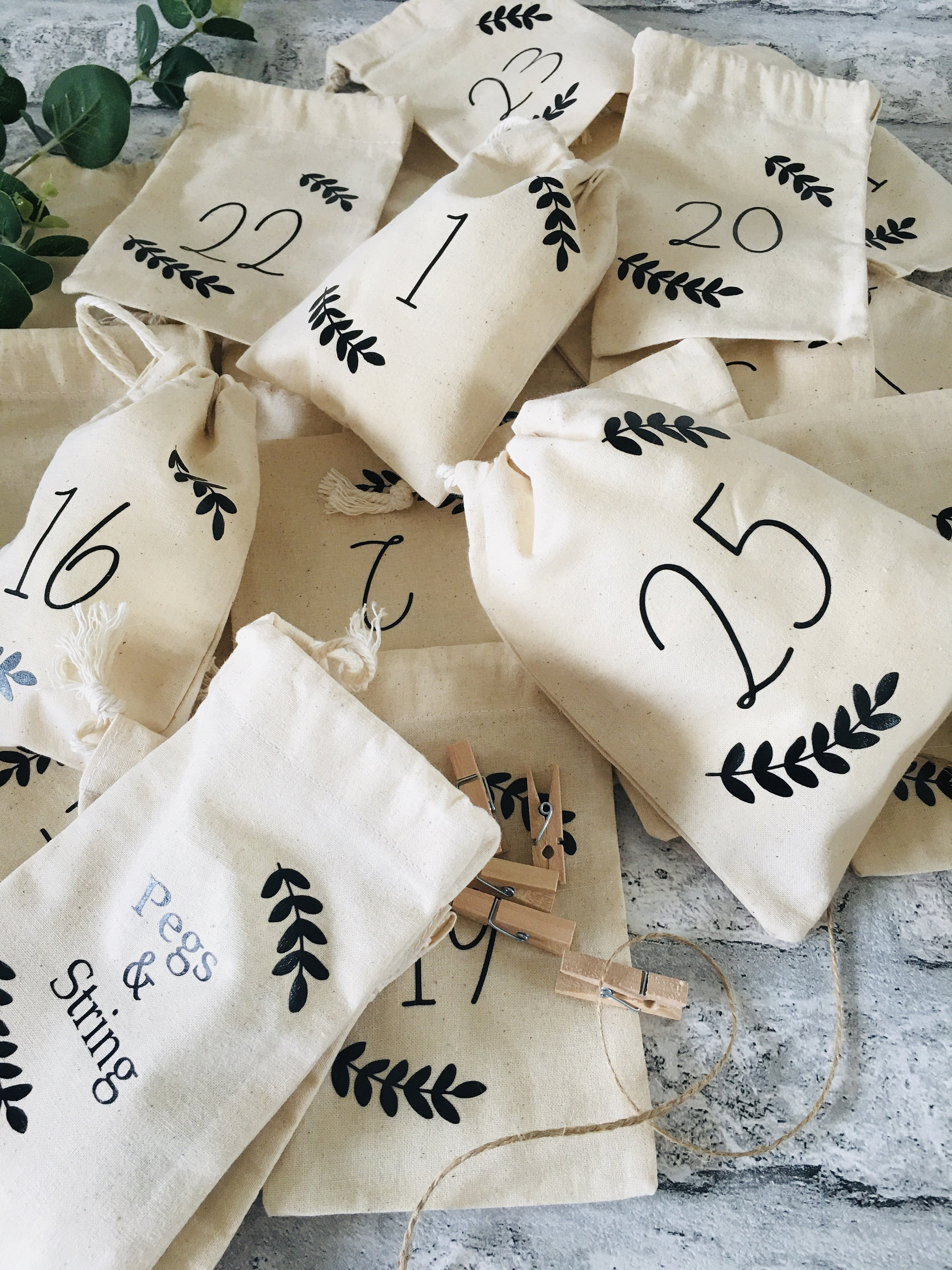 Personalised Advent Calendar Bags Reusable Natural Cotton Etsy UK