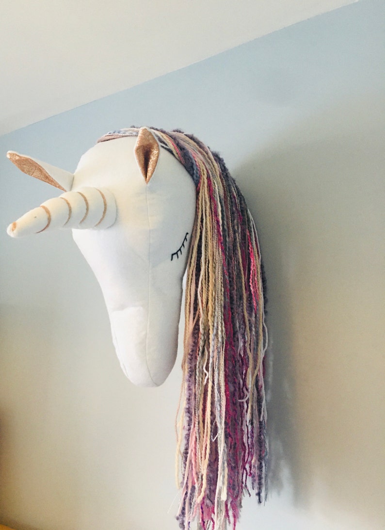 Unicorn Head Wall Mount, Faux Taxidermy, Felt Unicorn Head, Children's
