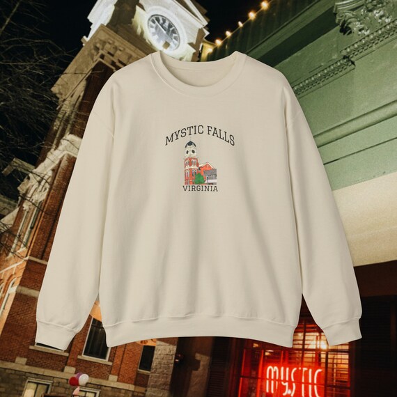 Mystic Falls The Vampire Diaries Unisex Crewneck Sweatshirt USA Mystic  grill Damon and Stefan Salvatore Elena Gilbert Merch