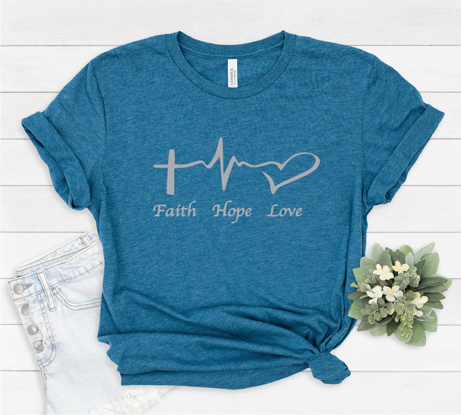 Faith Hope Love Faith T-Shirt Religious T-Shirt Christian | Etsy
