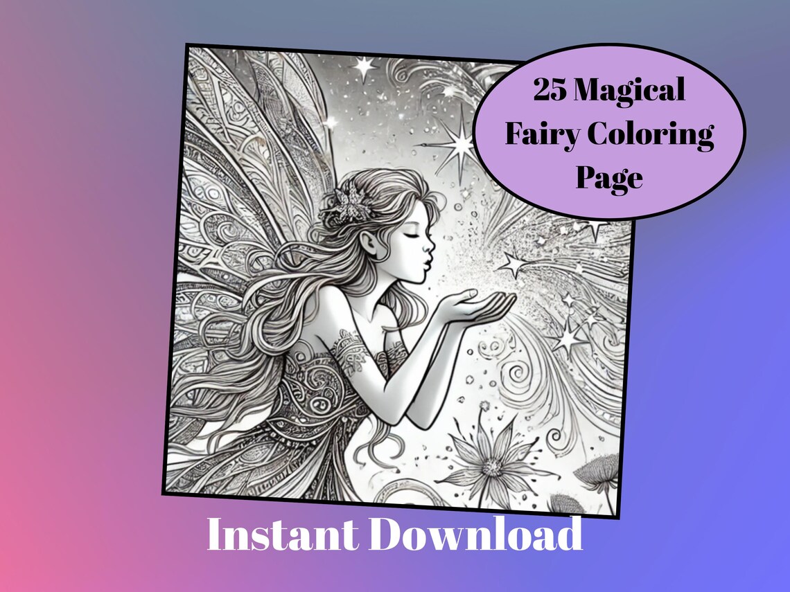50 Mandala Fairy Coloring Pages - Printable Adult Coloring Book ...