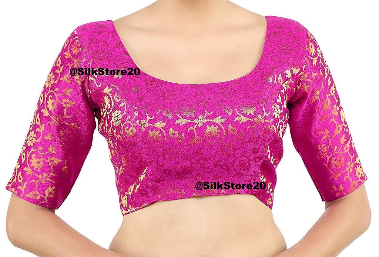 Ready to Wear Pink Blouse Saree Blouse Ready made Sari | Etsy