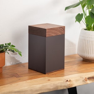 Modern Cremation Urn, Black Walnut Wood Urn, Handmade Urn, Wood Cremation Urn, Urn for Ashes, Urn for Pets or People, Urn