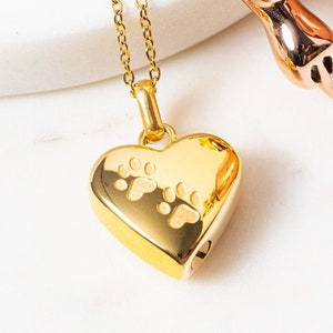 Paw Print Heart Cremation Necklace: Pet Memorial Keepsake
