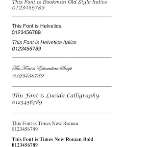 May include: A list of different fonts with their names and the numbers 0123456789 displayed in each font.