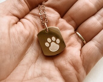 Paw Print Pet Cremation Necklace: Stainless Steel Memorial Keepsake