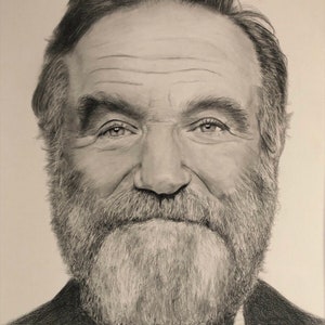 Dibujo a lápiz de Robin Williams (impresión firmada)