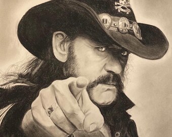 Lemmy Kilmister Charcoal Pencil Drawing (signed print)