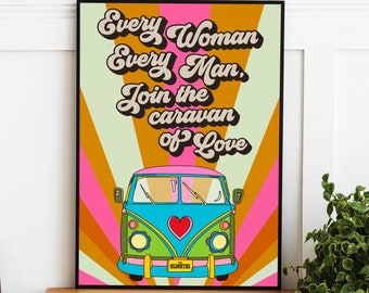 Caravan Of Love Inspired Print | The Housemartins Inspired | Illustration music Poster Print | Hull Print | Music Gifts | Unframed