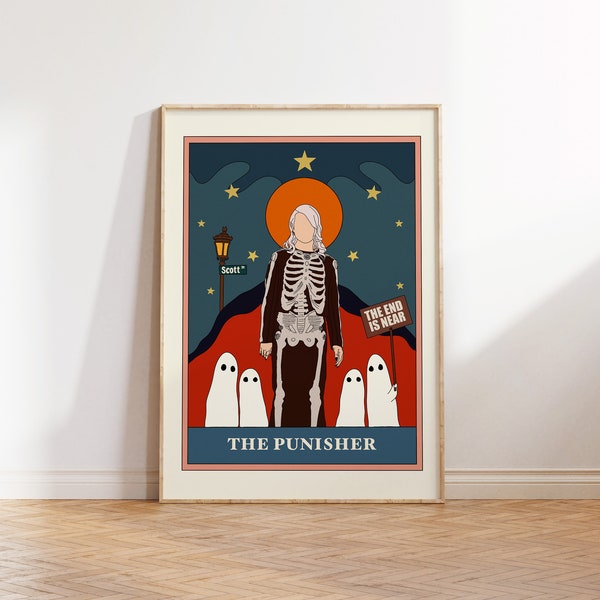 Phoebe The Punisher Tarot Card Art Print | Music Prints | Wall Art | The Punisher | Music Gifts | Lyric Posters | Retro Art | Band Posters