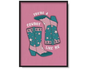 Cowboy Like Me Print | Music Poster Print Wall Art | Lyric Inspired Illustration | Evermore Inspired | Multiple Colours | A1 A2 A3 A4 A5