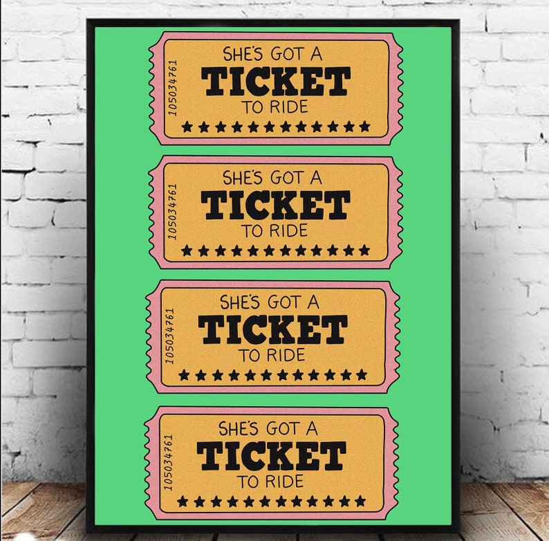 The Beatles Shes Got A Ticket To Ride Print Music Print Etsy