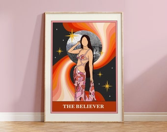 The Believer Tarot Card Art Print | Music Prints | Tarot Prints | Retro Wall Art | Mom i am a rich man Poster | Colourful Prints
