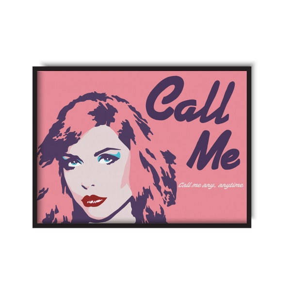 Blondie Inspired Illustration | Call Me Print | Music Wall Art | Graphic Pop Art | Music Gifts | Multiple Colours Available