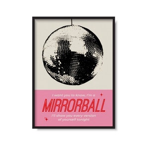 Mirrorball Inspired Print | Wall Art | Multiple Colours Available | Unframed Art Print |