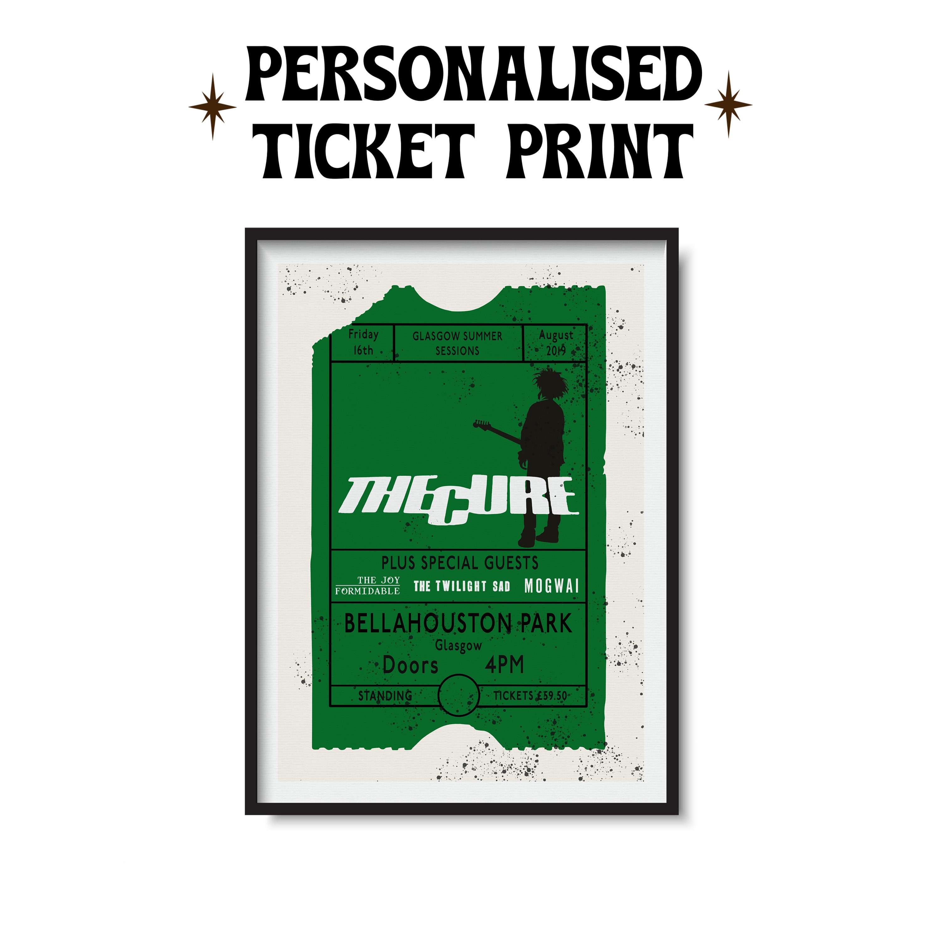 Personalised Gig / Concert Ticket Music Print Poster | Etsy