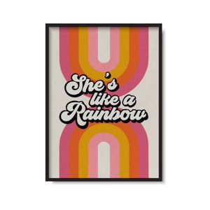 She’s A Rainbow | Stones Inspired Music Print | Rainbow Illustration | Alternative Nursery Print | Music Gifts | Unframed Indie Rock Print |