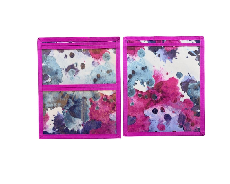 NUOVO Compact JW Ministry Organizer: Cartella di servizio leggera e supporto per iPad o tablet Navy/hot pink clouds