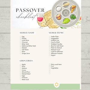 Passover Seder Checklist and Menu Plan Printable - Etsy