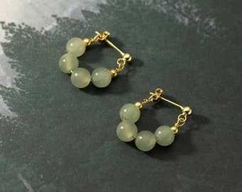 Jade Drop Earrings for Women, Vintage Hetian Jade Earrings, Elegant Earrings Summer Jewelry, Dainty Earrings Anniversary Gift for Her