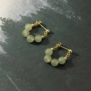 Jade Drop Earrings for Women, Vintage Hetian Jade Earrings, Elegant Earrings Summer Jewelry, Dainty Earrings Anniversary Gift for Her