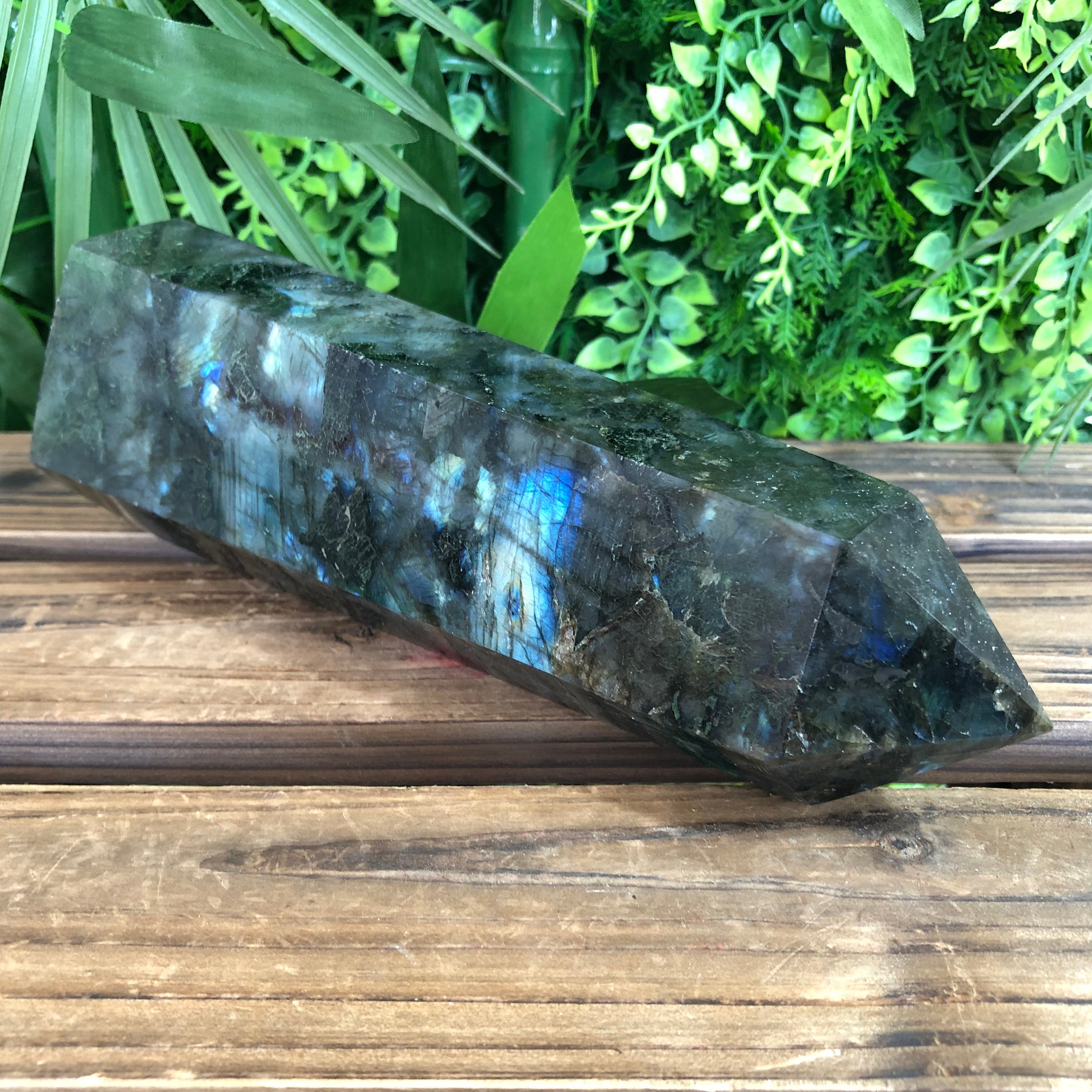 2.51LB Natural labradorite Tower Quartz Crystal Wand Tower Etsy