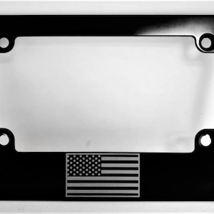 Motorcycle Small American Flag Aluminum License Plate Frame