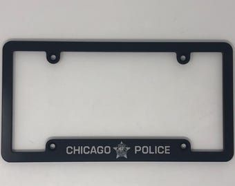 Chicago Police Billet Aluminum License Plate Frame
