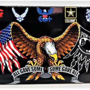 Pow,Mia, All Gave Some, Some Gave All Billet Aluminum Trailer Hitch Cover. UV 3X5