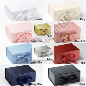 Luxury Magnetic Gift Box with Ribbon -Birthday, Baby, Bridesmaid, Friend, Partner VARIOUS COLOURS