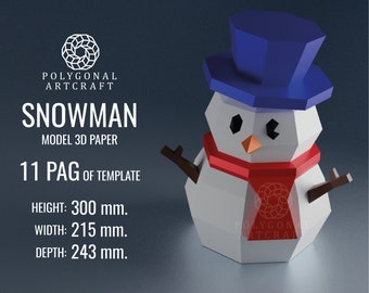 SNOWMAN Papercraft 3d lowpoly PDF Template