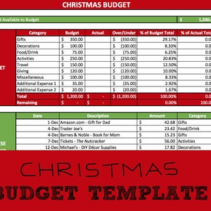 Weihnachten Budget Vorlage | Ausgaben Tracker | Geschenk Tracker | Microsoft Excel | Google Sheets