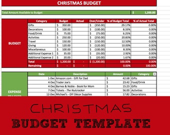 Christmas Budget Template | Spending Tracker | Gift Tracker | Microsoft Excel | Google Sheets