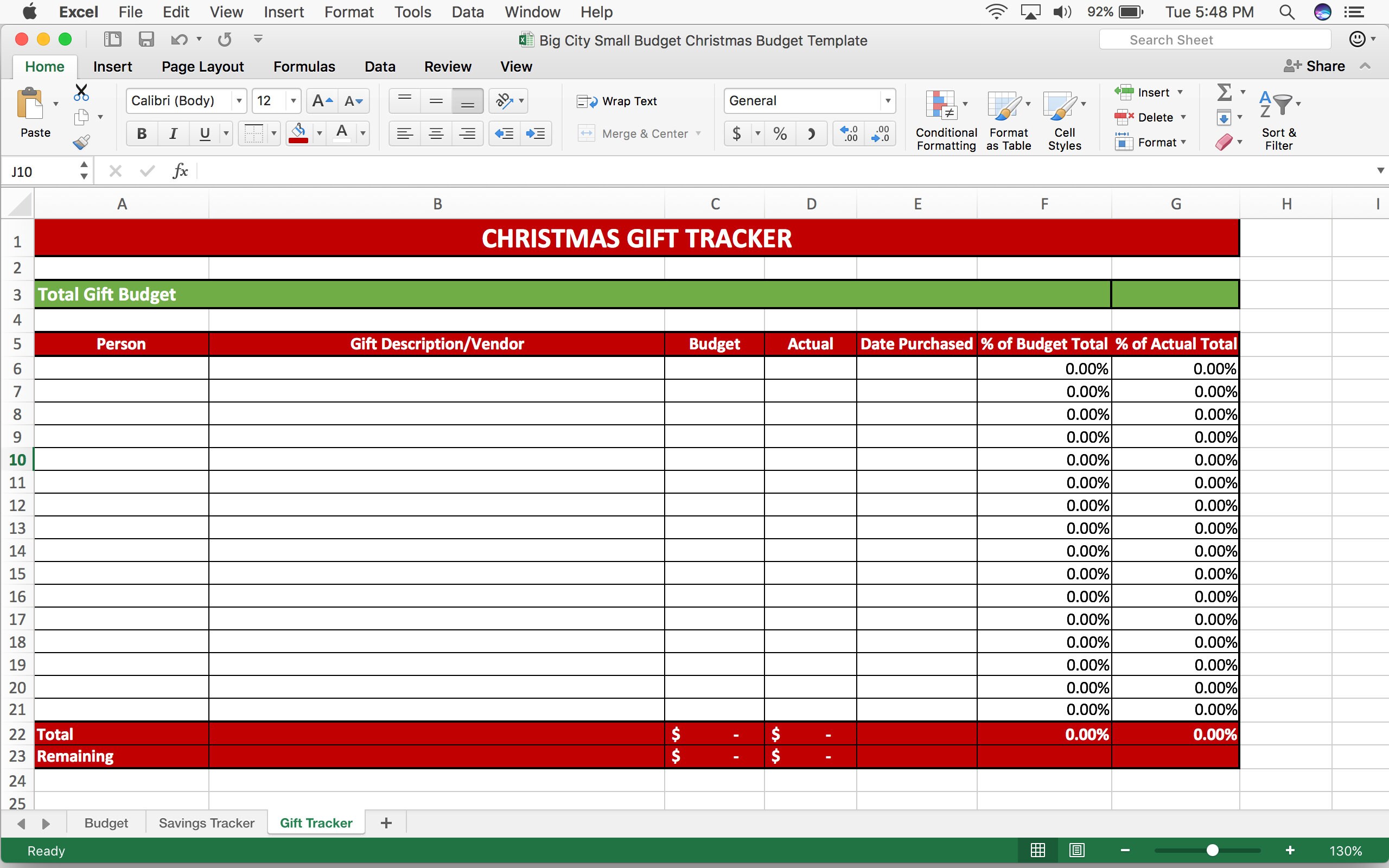 Christmas Budget Template | Spending Tracker | Gift Tracker | Microsoft ...