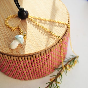 Handmade ceramic porcelain mushroom pendant