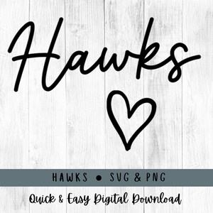 Hawks instant download file. You will receive a SVG & PNG file with transparent background. The file will be available to download once payment is confirmed.
